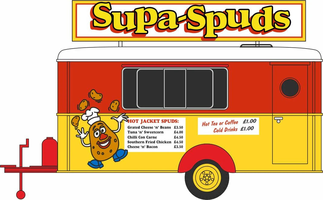 Mobile Trailer Supa Spuds 1:76 Scale Diecast – Oxford Diecast