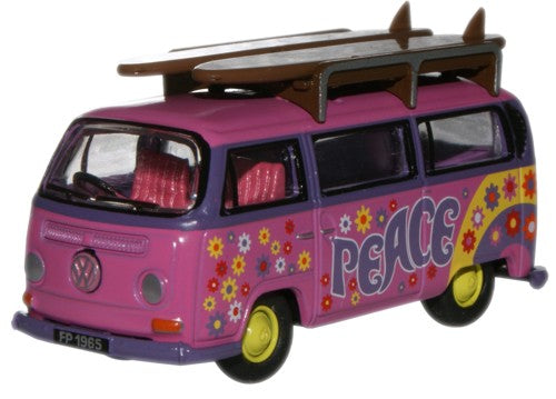 Volkswagen T2 Minibus Flower Power w/Surfboards 1:76 Scale Diecast Bus – Oxford Diecast