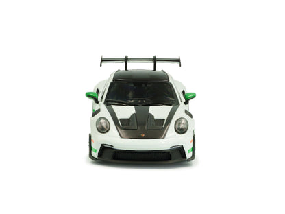 Porsche 911 (992) GT3 RS 2023 Tribute to Carrera RS Paket weiß mit grünen Akzenten Modellauto Maßstab 1:43