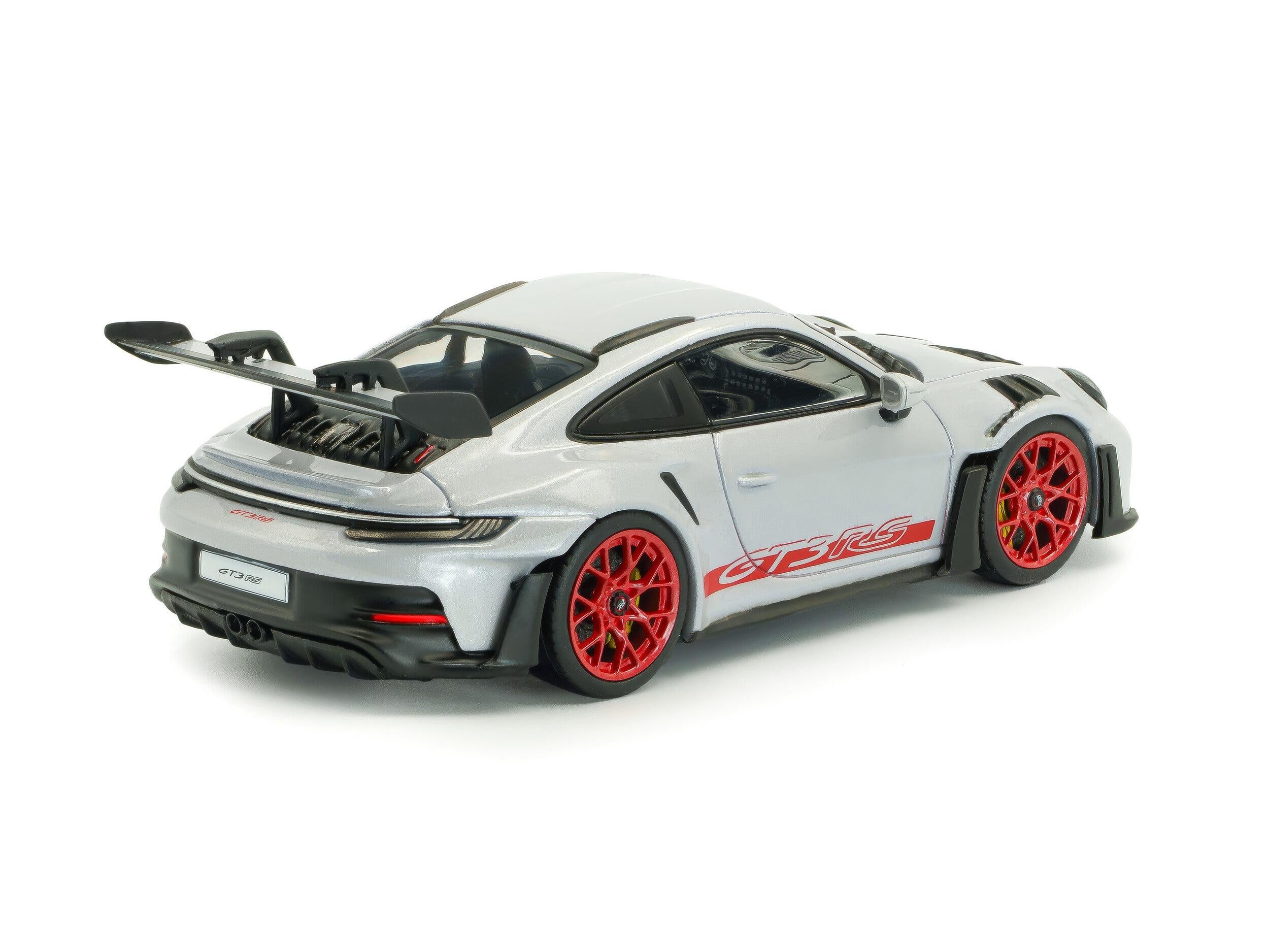 Porsche 911 (992) GT3 RS 2023 Ice Grey Metallic w/Pyro Red accents 1:43 Scale Model Car