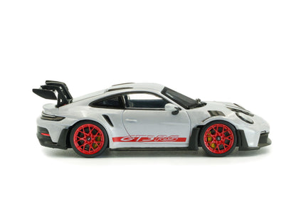Porsche 911 (992) GT3 RS 2023 Ice Grey Metallic w/Pyro Red accents 1:43 Scale Model Car