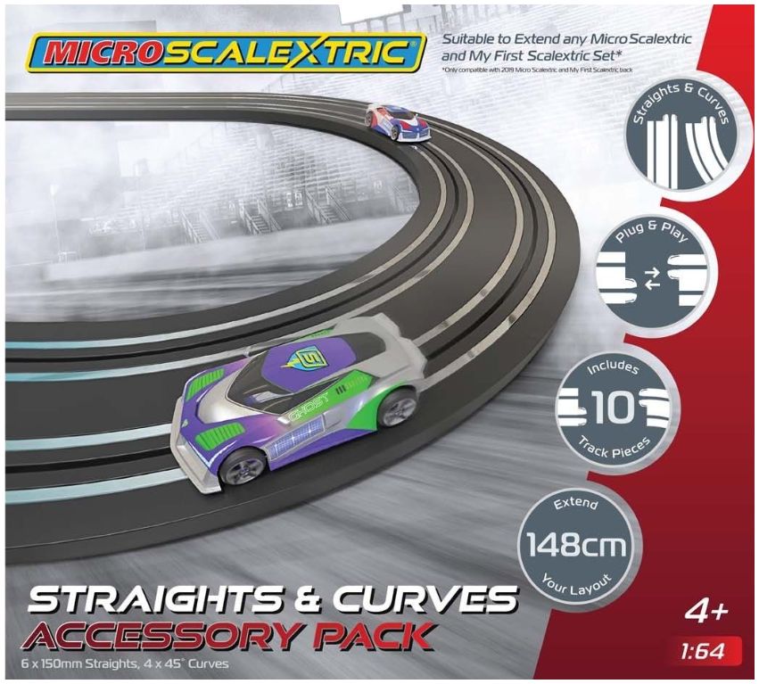 Micro Scalextric Track Extension Pack Straights and Curves 1:64 Scale