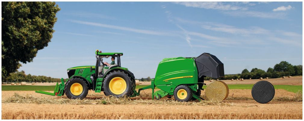 John Deere 6175R Tractor w/Round Baler 1:32 Scale Siku