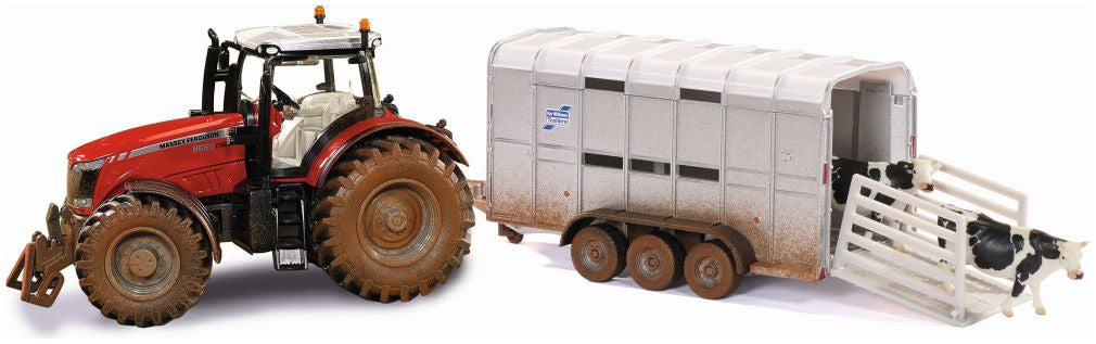Massey Ferguson w/Ifor Williams Trailer Muddy Version 1:32 Scale Siku