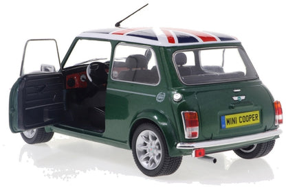 Rover Mini Cooper Sport British Racing Green and Flag Roof 1997 1:18 Scale Diecast Model Car – Solido