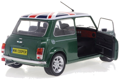 Rover Mini Cooper Sport British Racing Green and Flag Roof 1997 1:18 Scale Diecast Model Car – Solido