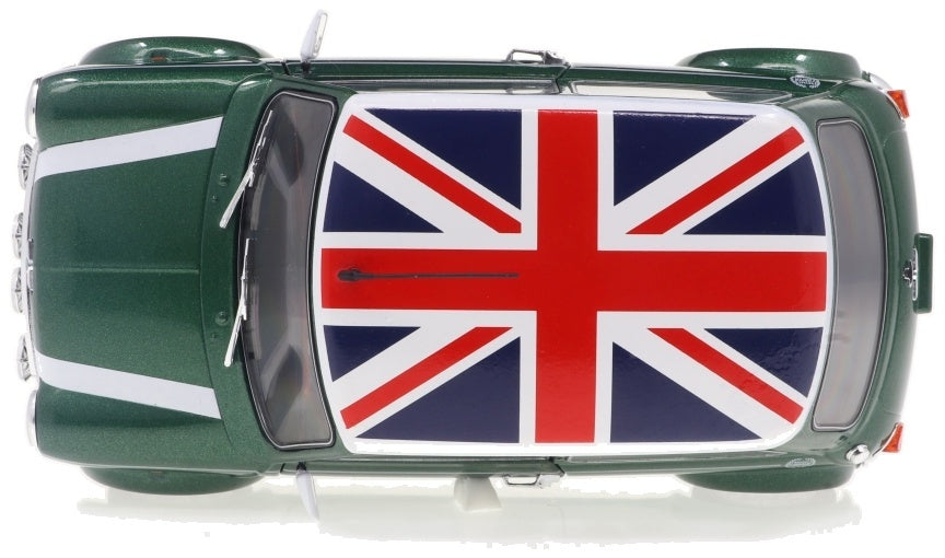 Rover Mini Cooper Sport British Racing Green and Flag Roof 1997 1:18 Scale Diecast Model Car – Solido