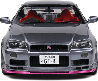 Nissan Skyline GT-R (BNR34) Grey 1999 1:18 Scale Diecast Model Car – Solido