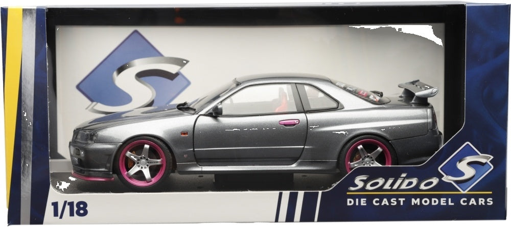 Nissan Skyline GT-R (BNR34) Grey 1999 1:18 Scale Diecast Model Car – Solido