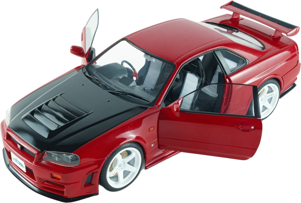 Nissan Skyline GT-R (BNR34) w/NISMO Parts Red 1999 1:18 Scale Diecast Car – Solido