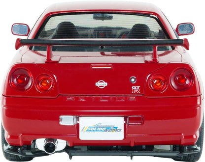 Nissan Skyline GT-R (BNR34) w/NISMO Parts Red 1999 1:18 Scale Diecast Car – Solido
