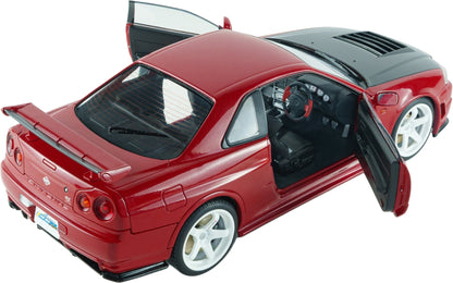 Nissan Skyline GT-R (BNR34) w/NISMO Parts Red 1999 1:18 Scale Diecast Car – Solido