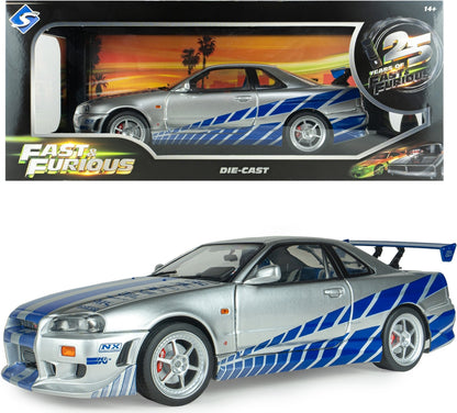Nissan Skyline GT-R (BNR34) 2Fast 2Furious Brian 1:18 Scale Diecast Car – Solido