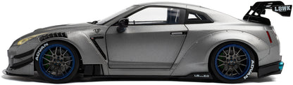 Nissan GT-R (R35) w/Liberty Walk Body Kit 2.0 Silver 2023 1:18 Scale Diecast Model Car – Solido
