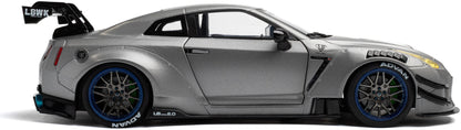 Nissan GT-R (R35) w/Liberty Walk Body Kit 2.0 Silver 2023 1:18 Scale Diecast Model Car – Solido