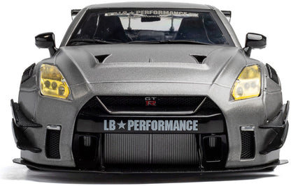 Nissan GT-R (R35) w/Liberty Walk Body Kit 2.0 Silver 2023 1:18 Scale Diecast Model Car – Solido