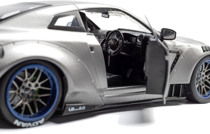 Nissan GT-R (R35) w/Liberty Walk Body Kit 2.0 Silver 2023 1:18 Scale Diecast Model Car – Solido