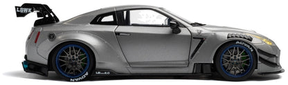 Nissan GT-R (R35) w/Liberty Walk Body Kit 2.0 Silver 2023 1:18 Scale Diecast Model Car – Solido