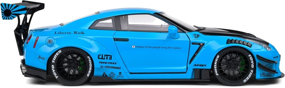 Nissan GT-R (R35) w/Liberty Walk Body Kit 2.0 Baby Blue 2024 1:18 Scale Diecast Model Car – Solido