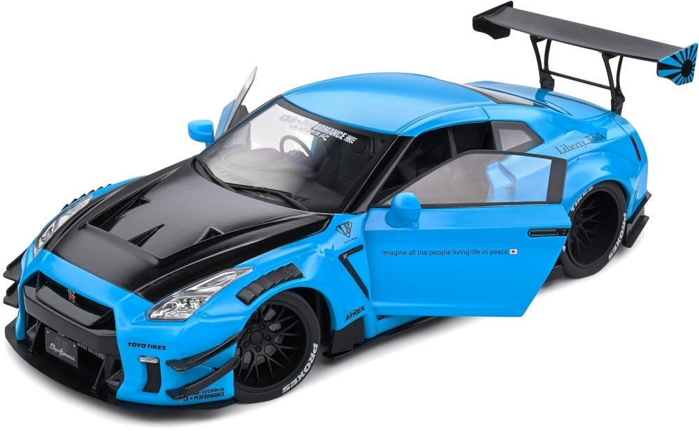 Nissan GT-R (R35) w/Liberty Walk Body Kit 2.0 Baby Blue 2024 1:18 Scale Diecast Model Car – Solido