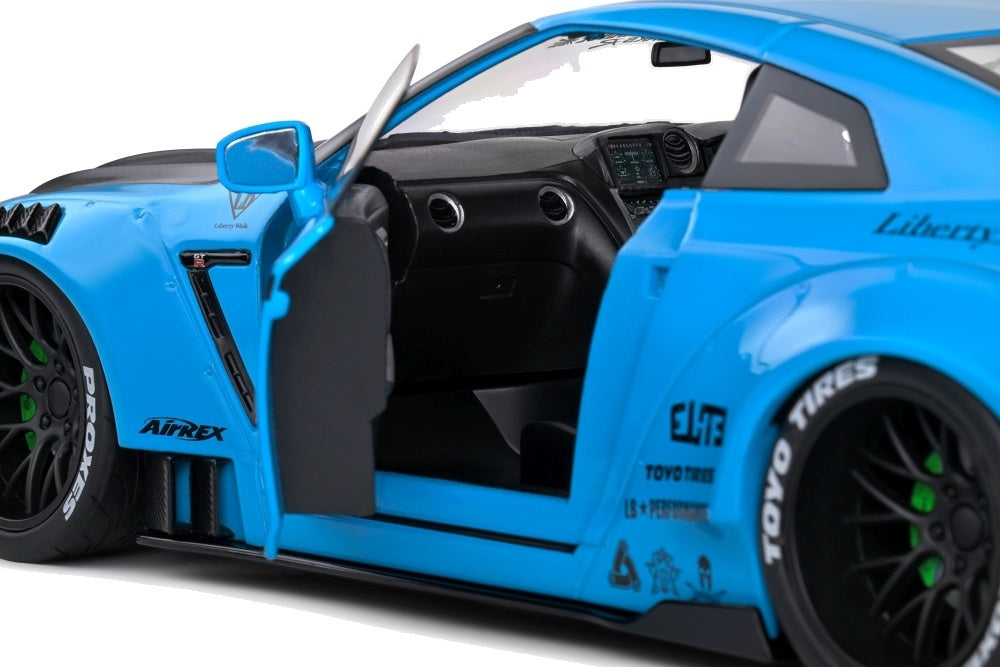 Nissan GT-R (R35) w/Liberty Walk Body Kit 2.0 Baby Blue 2024 1:18 Scale Diecast Model Car – Solido