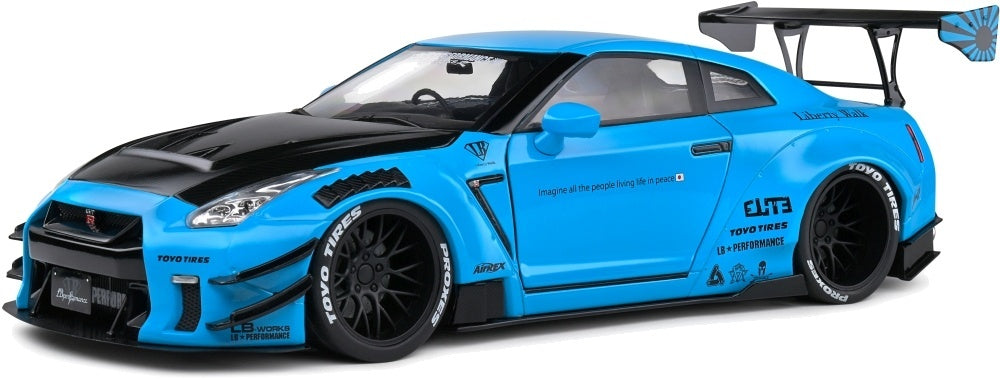 Nissan GT-R (R35) w/Liberty Walk Body Kit 2.0 Baby Blue 2024 1:18 Scale Diecast Model Car – Solido
