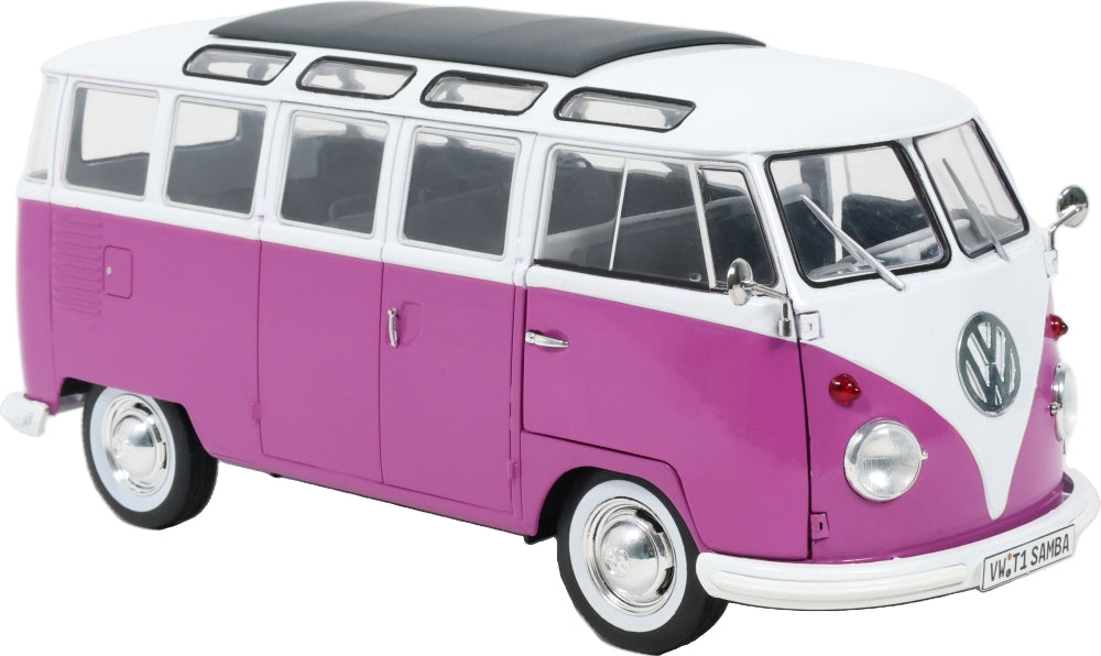 VW T1 Samba Violet/Blanc 1962 1:18 Scale Diecast Bus – Solido