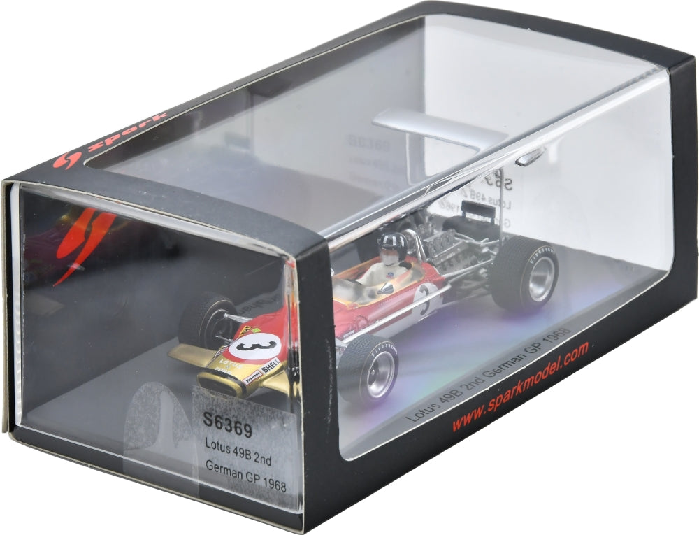 Lotus 49B #3 2nd F1 German GP 1968 Graham Hill 1:43 Scale Resin Car – Spark