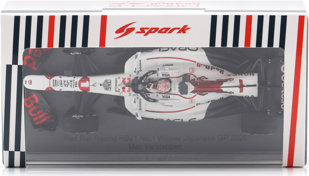 Oracle Red Bull Racing RB21 #1 1st Japanese GP 2025 Max Verstappen w/Pit Board 1:43 Scale Resin Car – Spark