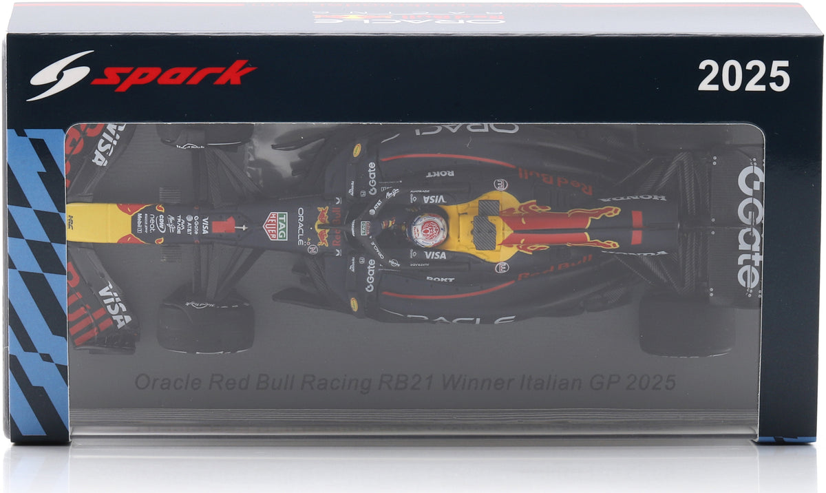 Oracle Red Bull Racing RB21 #1 Winner F1 Italian GP 2025 Vestappen Oracle 50 Wins w/Pit Board 1:43 Scale Resin Car – Spark