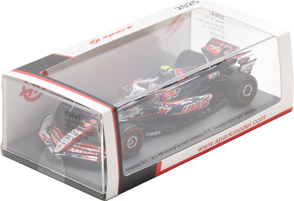 Haas VF-25 MoneyGram Haas F1 Team #87 US GP 2025 Oliver Bearman 1:43 Scale Resin Car – Spark