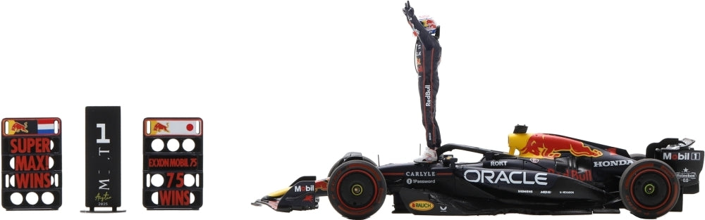 Oracle Red Bull Racing RB21 #1 1st US GP 2025 Max Verstappen w/Pit Boards 1:43 Scale Resin Car – Spark