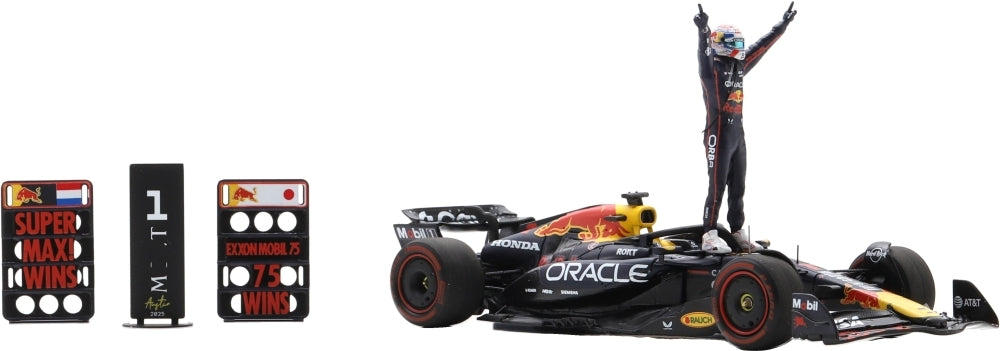 Oracle Red Bull Racing RB21 #1 1st US GP 2025 Max Verstappen w/Pit Boards 1:43 Scale Resin Car – Spark