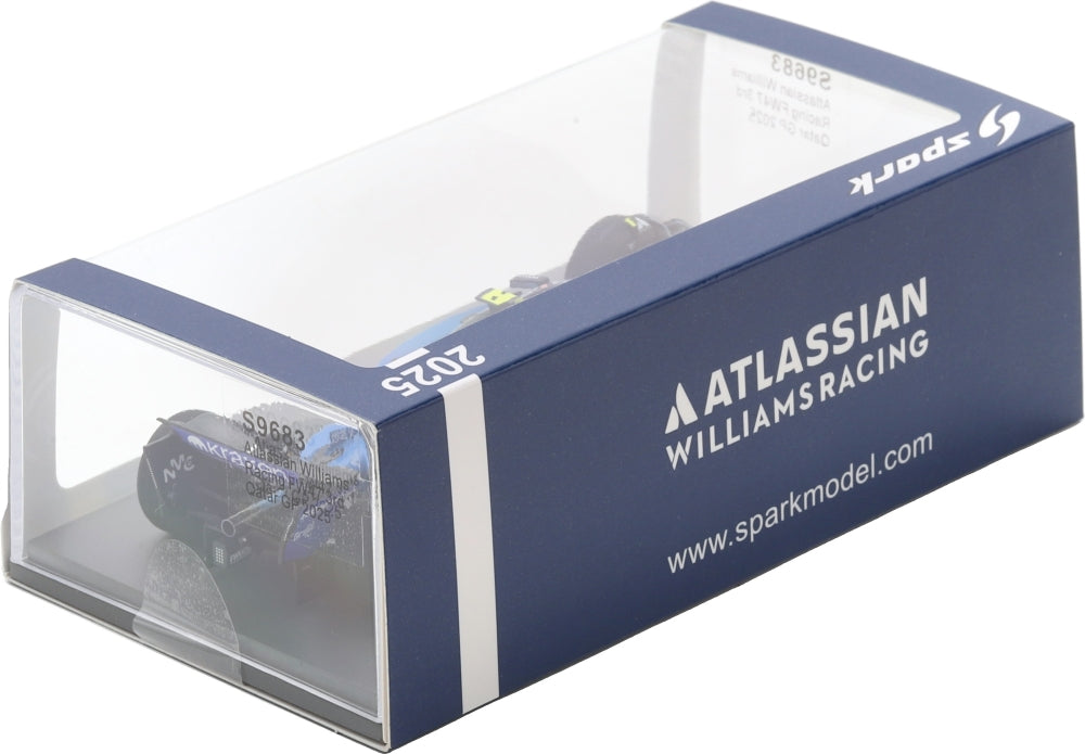 Atlassian Williams FW47 #55 3rd F1 Qatar GP 2025 Carlos Sainz w/Pit Board 1:43 Scale Resin Car – Spark
