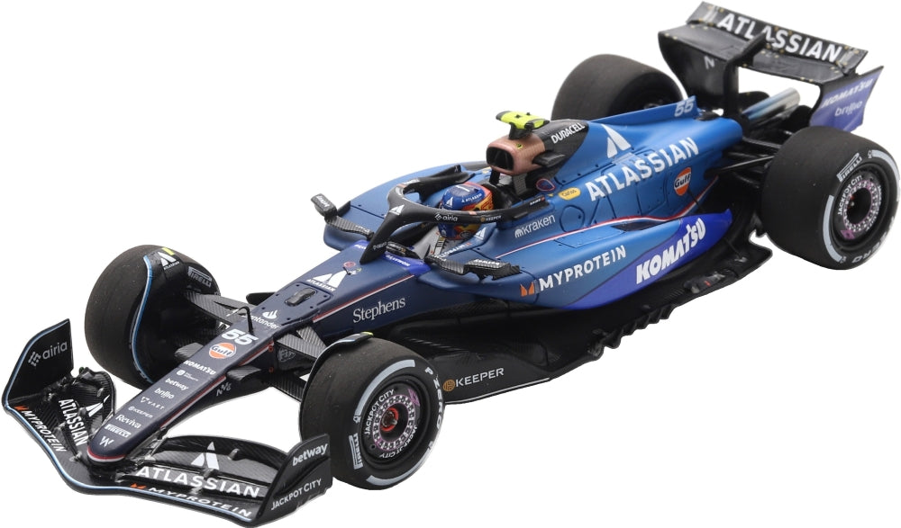 Atlassian Williams FW47 #55 3rd F1 Qatar GP 2025 Carlos Sainz w/Pit Board 1:43 Scale Resin Car – Spark