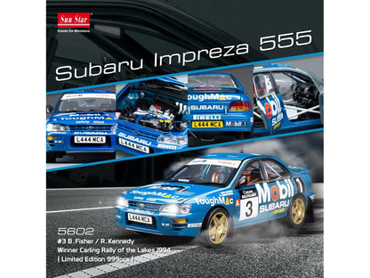 Subaru Impreza 555 #3 Winner Carling Rally of the Lakes 1994 Fisher/Kennedy (999pcs) 1:18 Scale Diecast Car – Sun Star