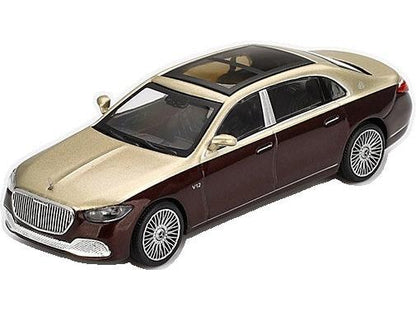 Mercedes-Maybach S680 Gold/Dark Red Metallic (LHD) Blister Packaging 1:64 Scale Diecast Car – MINI GT