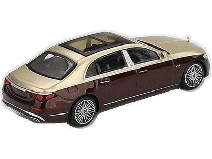 Mercedes-Maybach S680 Gold/Dark Red Metallic (LHD) Blister Packaging 1:64 Scale Diecast Car – MINI GT