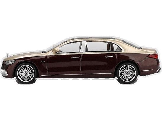 Mercedes-Maybach S680 Gold/Dark Red Metallic (LHD) Blister Packaging 1:64 Scale Diecast Car – MINI GT