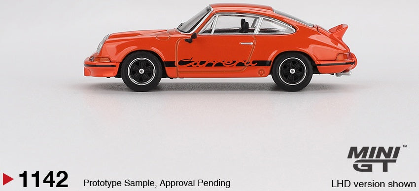 Porsche 911 Carrera RS 2.7 Tangerine w/Black Livery (LHD) 1:64 Scale Diecast Model Car – MINI GT