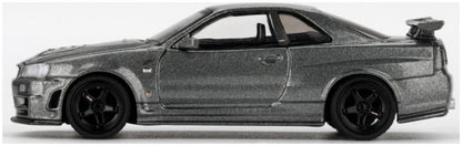 Nissan Skyline GT-R Dark Metal Grey (NISMO BNR34 CRS Version) (RHD) 1:64 Scale Diecast Model Car – MINI GT