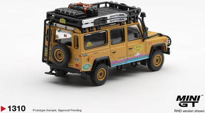 Land Rover Defender 110 1998 Camel Trophy Tierra Del Fuego CT.36 Romania (RHD) Blister Packaging 1:64 Scale Diecast Model Car – MINI GT