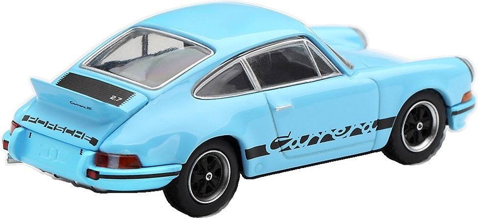Porsche 911 Carrera RS 2.7 Gulf Blue w/Black Livery (RHD) 1:64 Scale Diecast Car – MINI GT