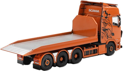 Scania 770S B8X4NA Hooklift Flatbed Orange (RHD) 1:64 Scale Diecast Truck – MINI GT