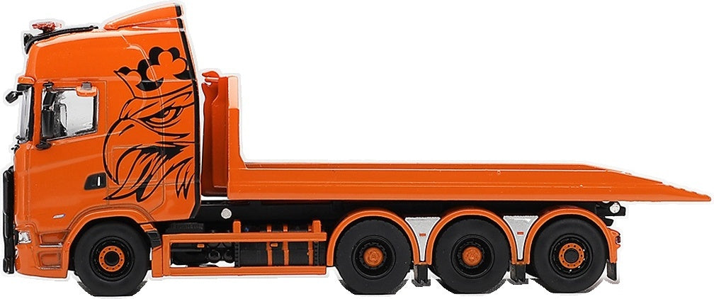 Scania 770S B8X4NA Hooklift Flatbed Orange (RHD) 1:64 Scale Diecast Truck – MINI GT