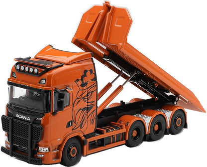 Scania 770S B8X4NA Hooklift Flatbed Orange (LHD) 1:64 Scale Diecast Truck – MINI GT