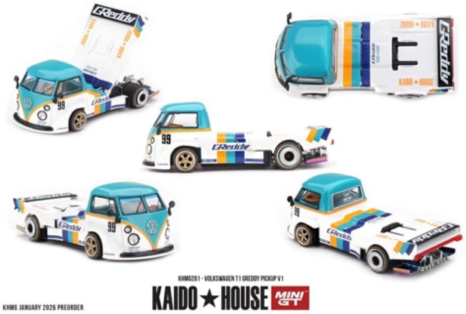 VW T1 Greddy Pickup V1 1:64 Scale Diecast – MINI GT