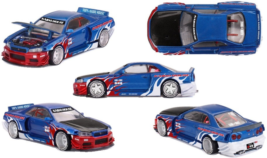 Nissan Skyline GT-R R34 Kaido House Flames V1 1:64 Scale Diecast Car – MINI GT