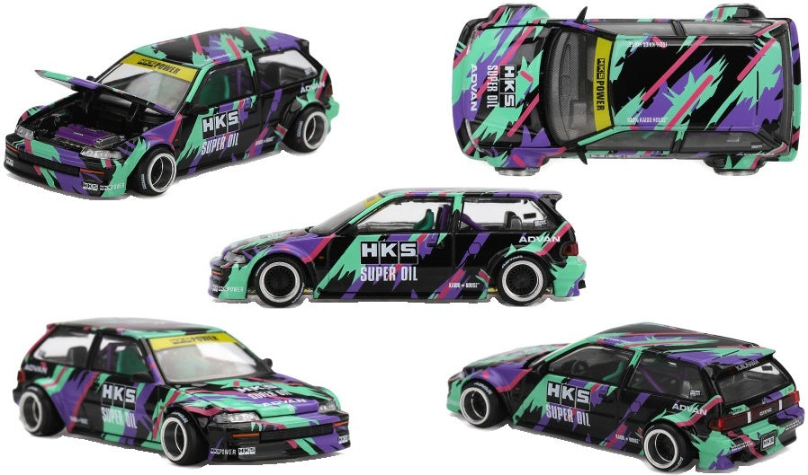 Honda Civic (EF) Kaido Works HKS 1:64 Scale Diecast Car – MINI GT