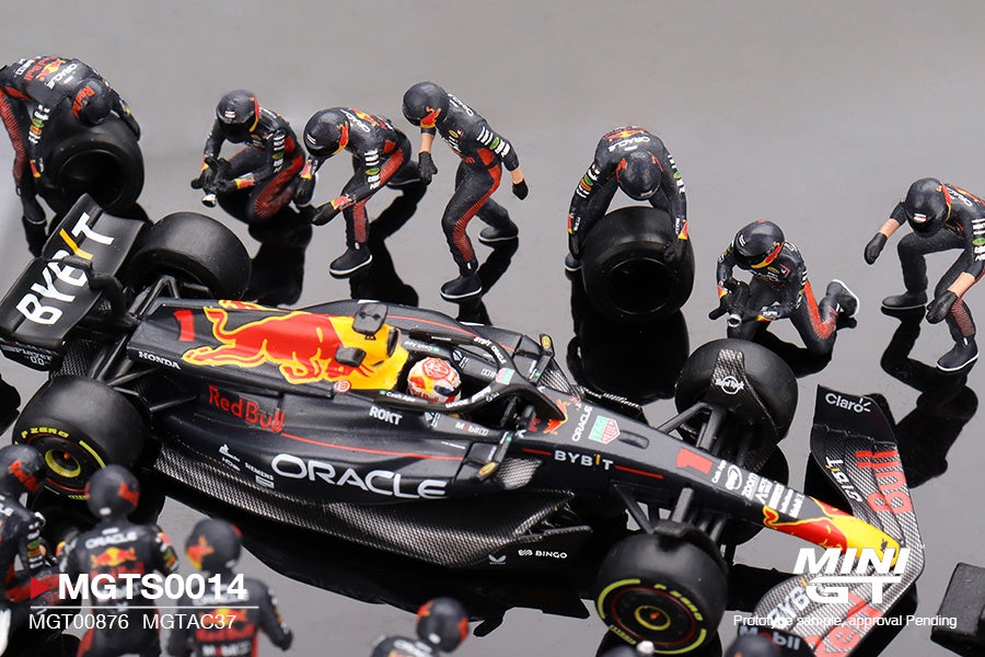 Oracle Red Bull RB19 #1 Max Verstappen F1 Japanese GP 2023 Pit Crew Set Limited Edition 1:64 Scale Diecast – MINI GT